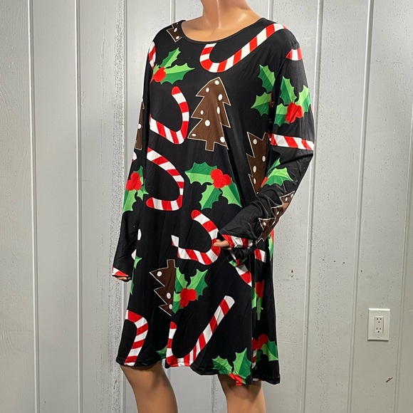 * For G & PL Women's Holiday Candy Cane Pattern Long Sleeve Tunic Dress Sz… - Picture 4 of 11